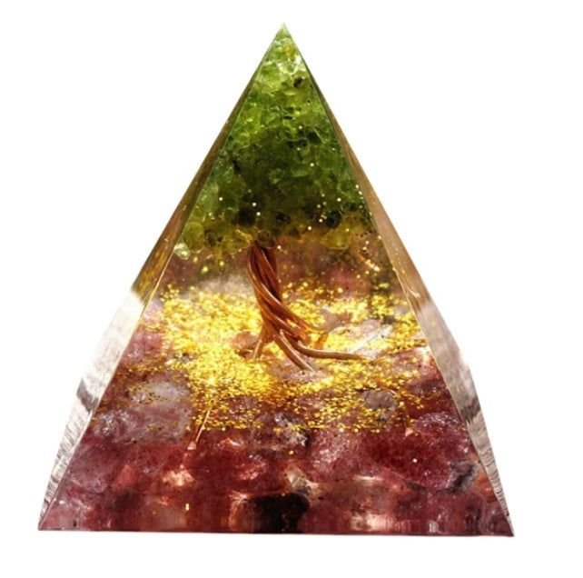 Pyramid Natural Crystal Gravel Energy Tower